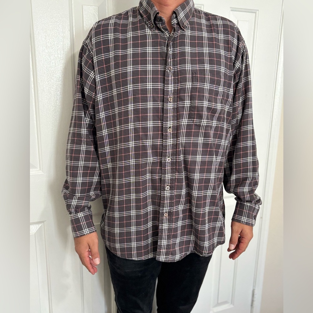 Burberry Men's Brown Plaid Casual Shirt